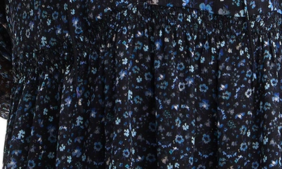 Shop Desigual Short Floral Chiffon Dress In Blue