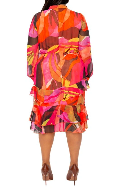 Shop Buxom Couture Long Sleeve Tiered Dress In Multi