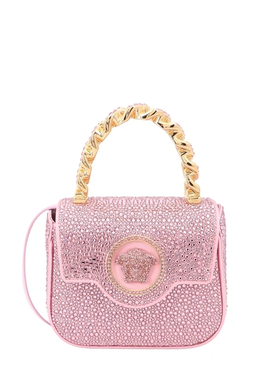Shop Versace Hanbag With All-over Rhinestones With Iconic Frontal Medusa