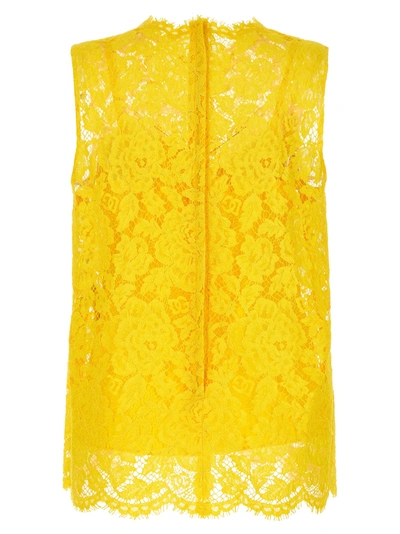 Shop Dolce & Gabbana Lace Top Tops Yellow