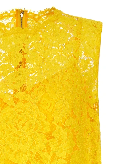 Shop Dolce & Gabbana Lace Top Tops Yellow
