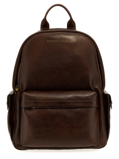 Shop Brunello Cucinelli Leather Backpack Backpacks Brown