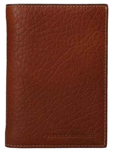 Shop Brunello Cucinelli Leather Wallet Wallets, Card Holders Brown
