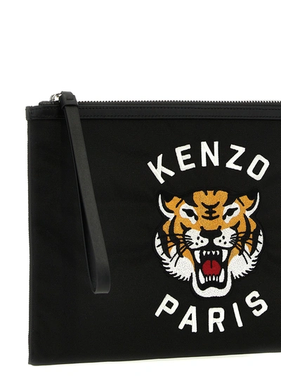Shop Kenzo Logo Embroidery  Bag Clutch Black
