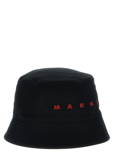 Shop Marni Logo Embroidery Bucket Hat Hats Black