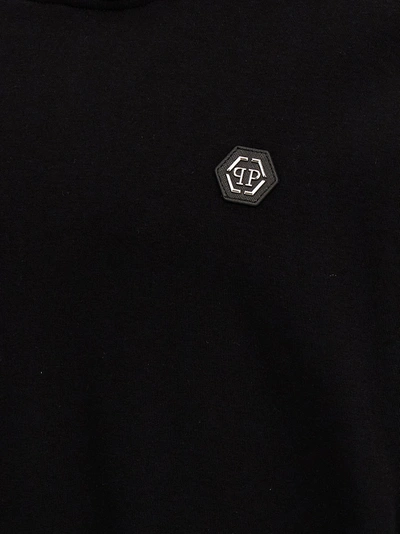 Shop Philipp Plein Logo Hoodie Sweatshirt Black