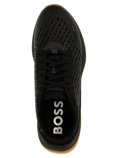 Shop Hugo Boss Logo Leather Sneakers Black