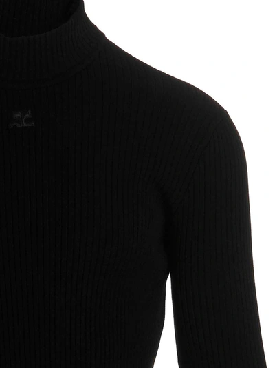 Shop Courrèges Logo Turtleneck Sweater Sweater, Cardigans Black