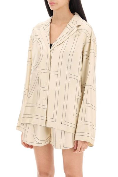 Shop Totême Monogram Silk Pajama Shirt
