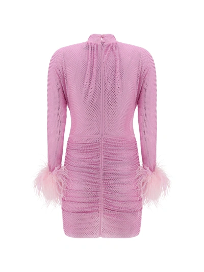 Shop Self-portrait Pink Rhinestone Feather Mini Dress