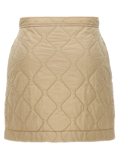 Shop Burberry Quilted Nylon Skirt Skirts Beige