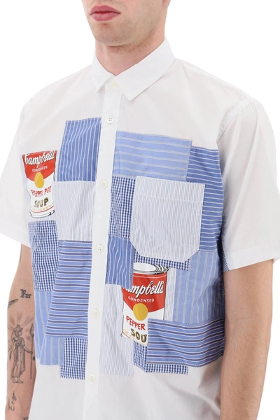 Shop Junya Watanabe Short Sleeve Patchwork Shirt