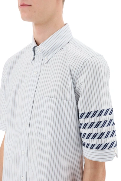 Shop Thom Browne Short Sleeved 4 Bar Shirt