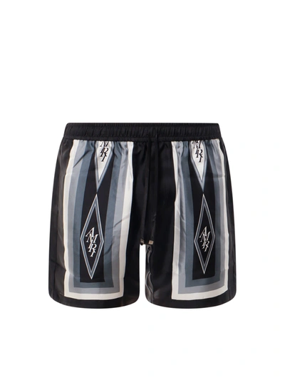 Shop Amiri Silk Shorts With Logo Print