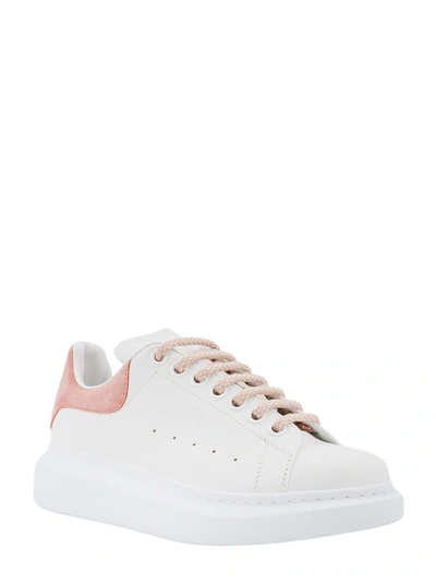 Shop Alexander Mcqueen Leather Sneakers With Suede Patch