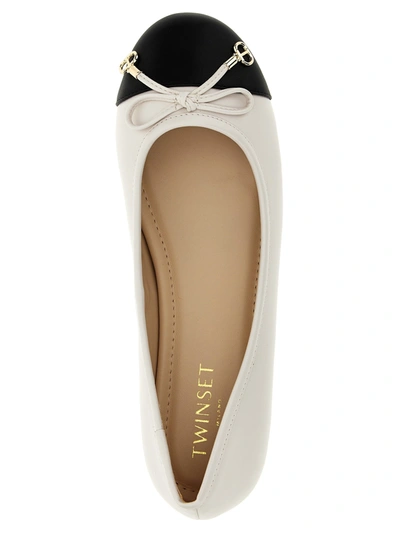 Shop Twinset Two-tone Ballet Flats Flat Shoes White/black
