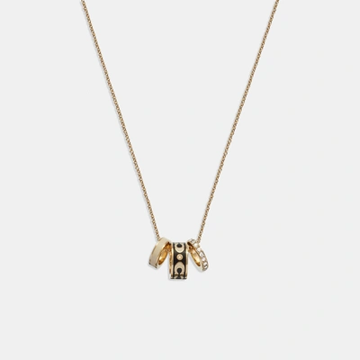 Shop Coach Outlet Signature Enamel Rondell Necklace In Gold