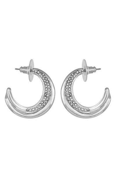 Shop Vince Camuto Crystal Pavé Hoop Earrings In Silver Tone