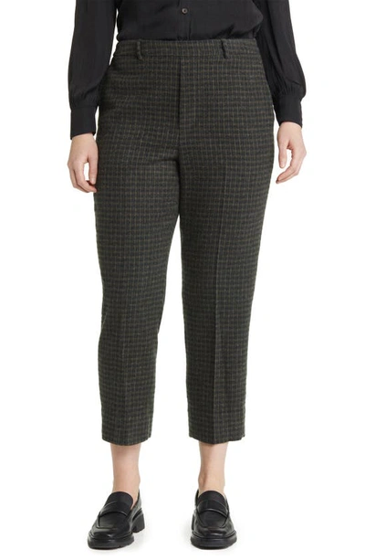 Vince Textured Plaid Cotton Blend Trousers In Azure Check