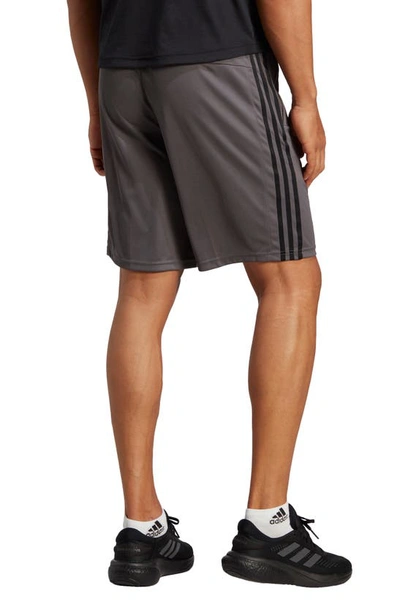 Shop Adidas Originals Aeroready Training Essentials 3-stripes Shorts In Grey Five/ Black