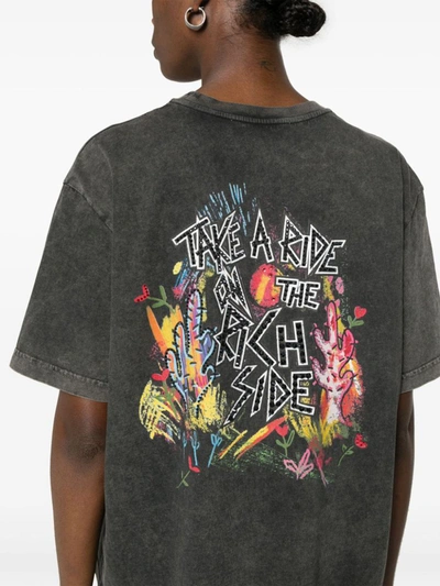Alessandra Rich Crystal-embellished Graphic-print T-shirt In Grey