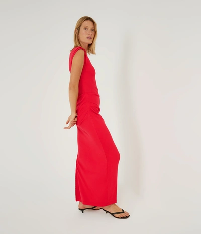 Shop Michael Stars Calliope Power Shoulder Maxi Dress In Oxide