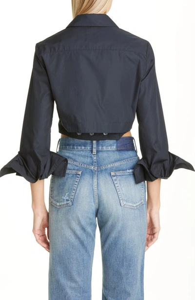 Shop Twp The Ty Me Up Crop Shirt In Black