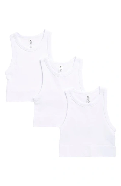 Shop 90 Degree By Reflex 3-pack Seamless Ribbed Crop Tank Tops In White/ White/ White