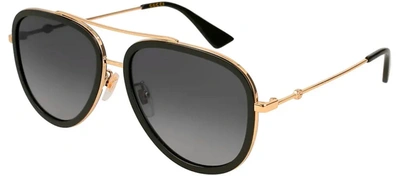 Shop Gucci Gg0062s 011 Aviator Polarized Sunglasses In Grey