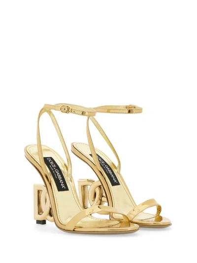 Shop Dolce & Gabbana Leather Sandal In Gold