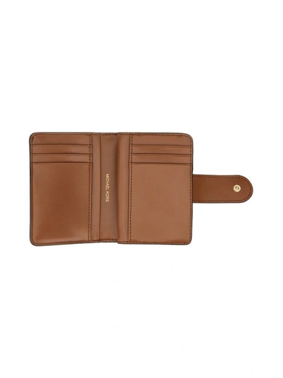 Shop Michael Michael Kors Michael Kors Compact Wallet With Logo In Buff