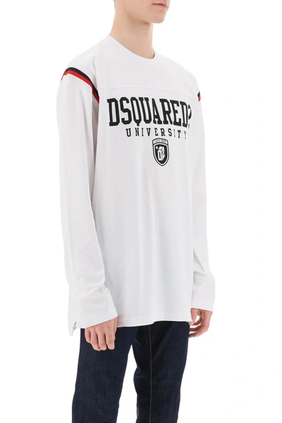 Shop Dsquared2 Long Sleeved Varsity T Shirt In White
