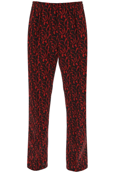Baracuta X Needles Red Pants With Logo And Pattern In Multi