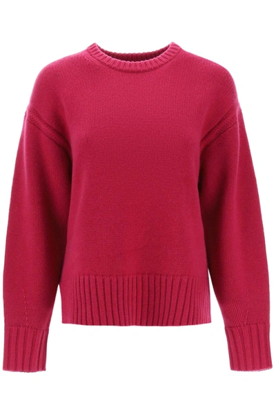 Shop Guest In Residence Crew Neck Sweater In Cashmere In Fuchsia