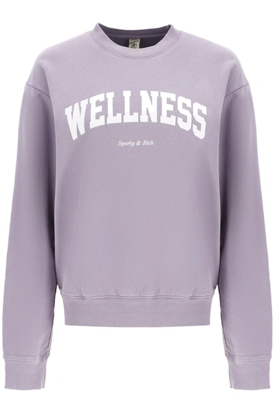 Shop Sporty And Rich Crew Neck Sweatshirt With Print In Purple