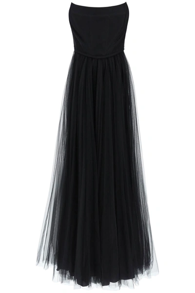 19:13 Dresscode 1913 Dresscode Long Bustier Dress With Shaped Neckline In Black