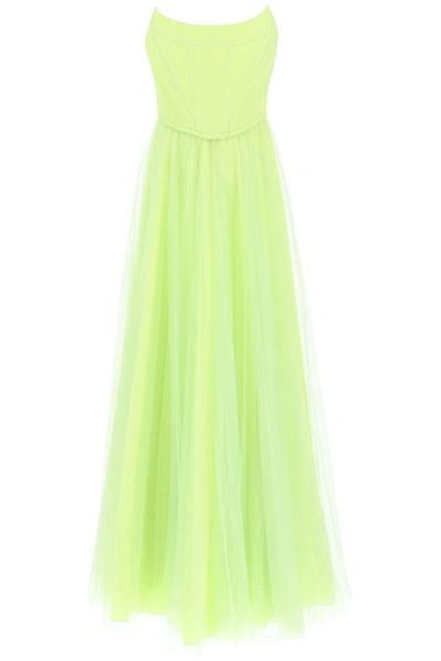 Shop 19:13 Dresscode Long Bustier Dress With Shaped Neckline In Fluo, Green