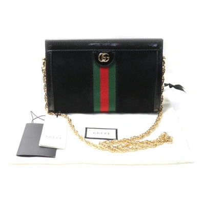 Shop Gucci Ophidia Black Suede Shoulder Bag ()