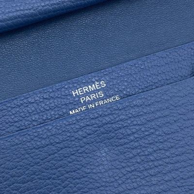 Shop Hermes Hermès Béarn Blue Leather Wallet  ()