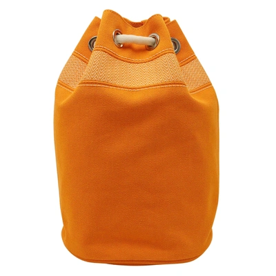 Shop Hermes Hermès Marin Orange Canvas Shoulder Bag ()