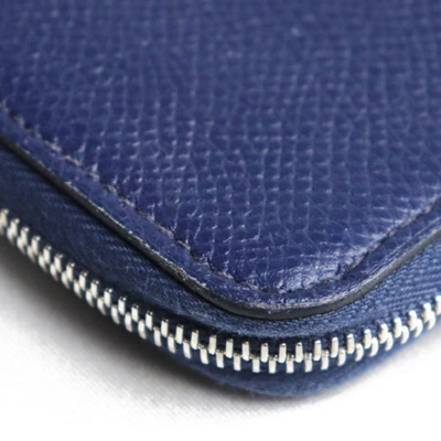 Shop Hermes Hermès Silk'in Navy Leather Wallet  ()