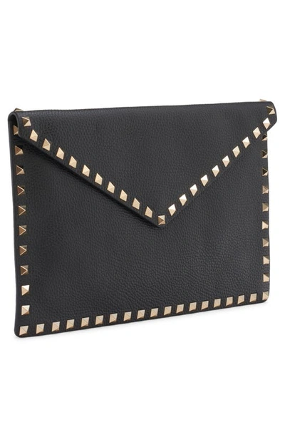 Shop Valentino Large Rockstud Envelope Pouch In Nero