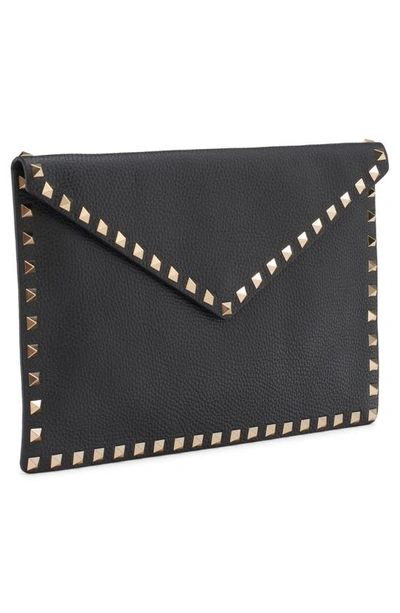 Valentino Rockstud Large Envelope Clutch Bag In Nero