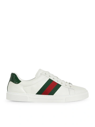 Shop Gucci Men`s Ace Sneaker With Web Detail In Green