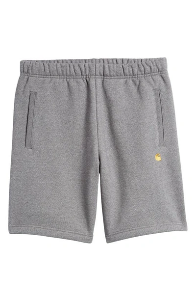 Shop Carhartt Chase Sweat Shorts In Dark Grey Heather / Gold