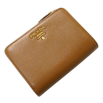 Shop Prada Saffiano Brown Leather Wallet  ()