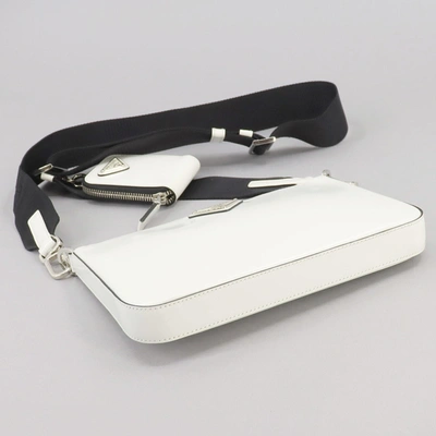 Shop Prada Saffiano White Leather Shopper Bag ()