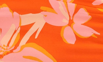 Shop Vince Camuto Floral Print Wide Leg Chiffon Jumpsuit In Orange Multi