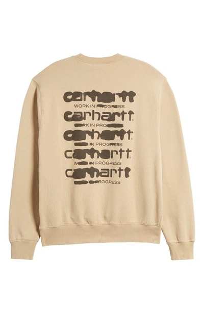 Shop Carhartt Ink Bleed Graphic Cotton Sweatshirt In Sable / Tobacco Stone Washed