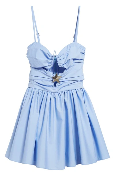 Shop Area Star Cutout Cotton Blend Poplin Minidress In Powder Blue